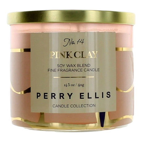 Perry Ellis 14.5 oz Soy Wax Blend 3 Wick Candle - Pink Clay - OleBella
