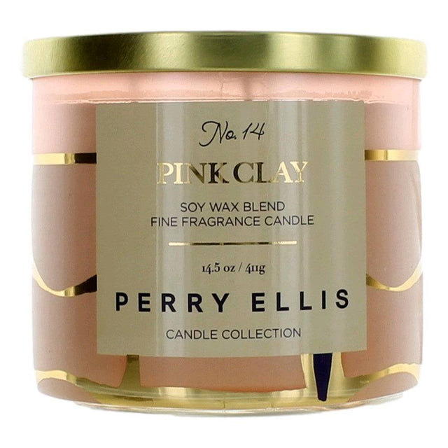 Perry Ellis 14.5 oz Soy Wax Blend 3 Wick Candle - Pink Clay - OleBella