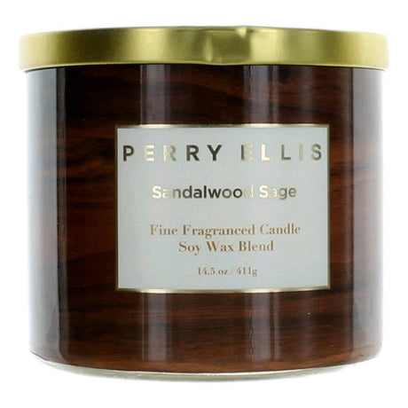Perry Ellis 14.5 oz Soy Wax Blend 3 Wick Candle - Sandalwood Sage . - OleBella