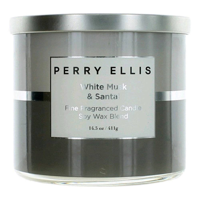 Perry Ellis 14.5 oz Soy Wax Blend 3 Wick Candle - White Musk & Santal - OleBella